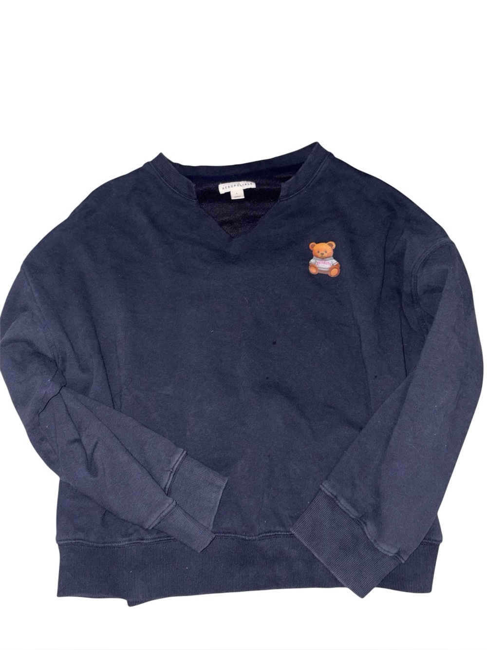 Aeropostale Navy Crewneck Sweater with Bear Patch